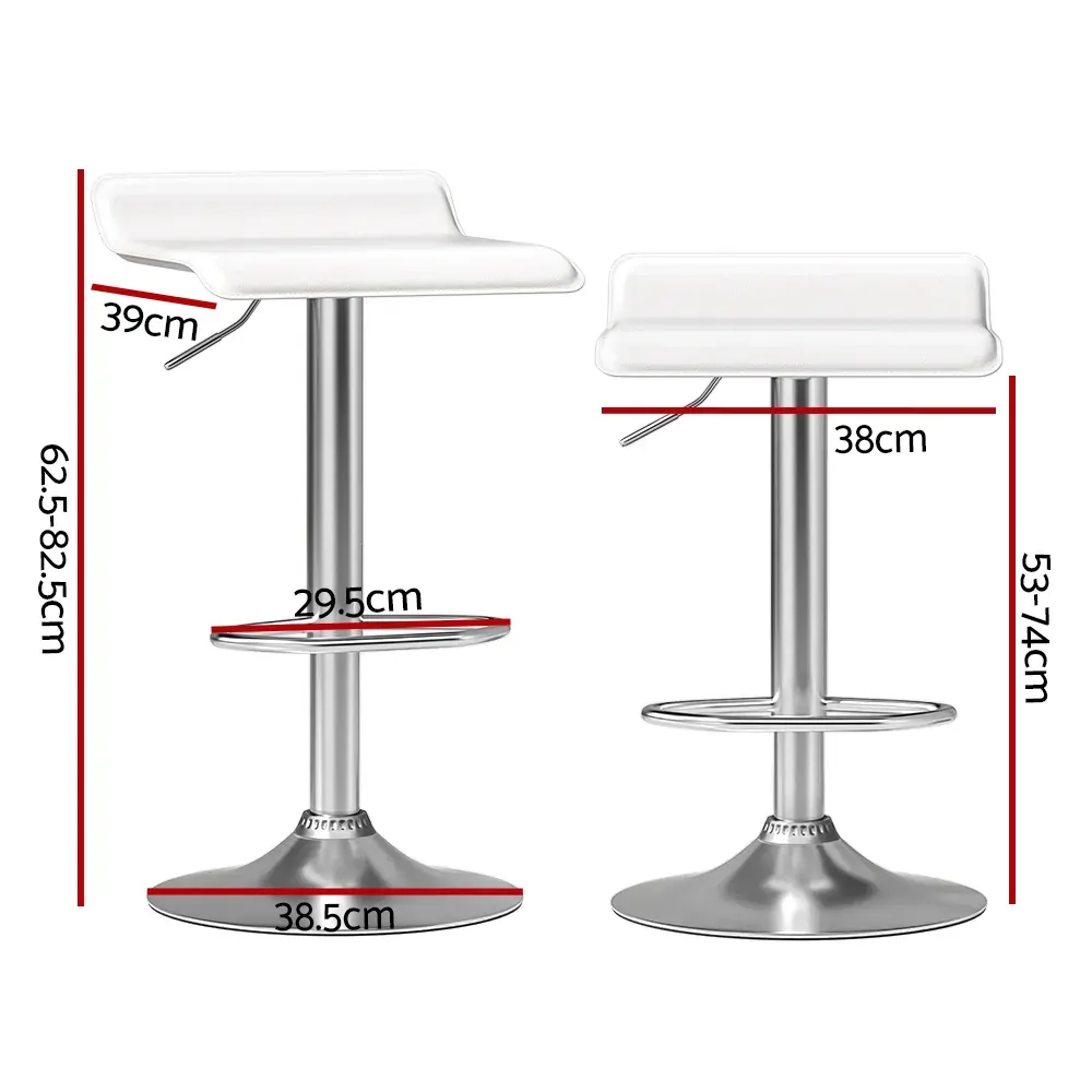 2x Bar Stools Faux Leather Chair White Price