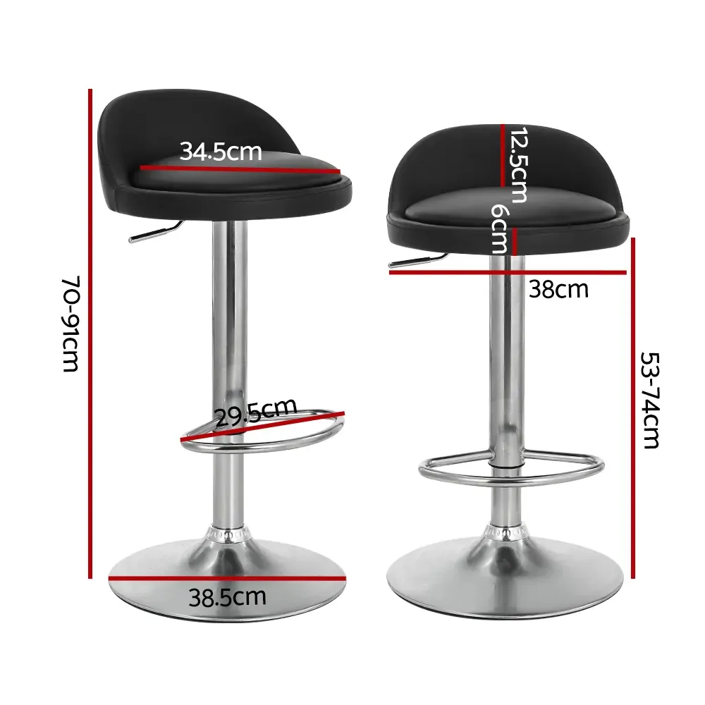 2x Bar Stools PU Leather Gas Lift Black Price