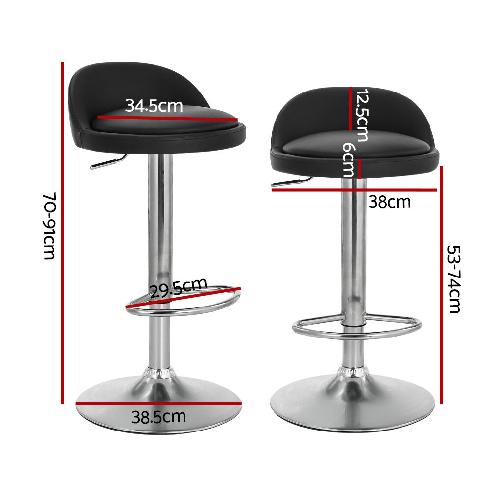 4x Bar Stools PU Leather Gas Lift Black Price