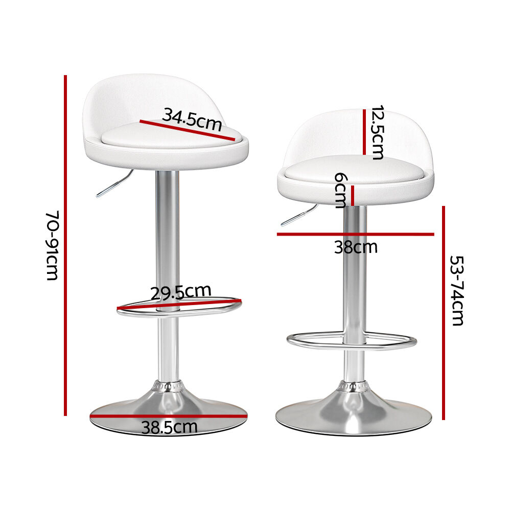 4x Bar Stools PU Leather Gas Lift White Price