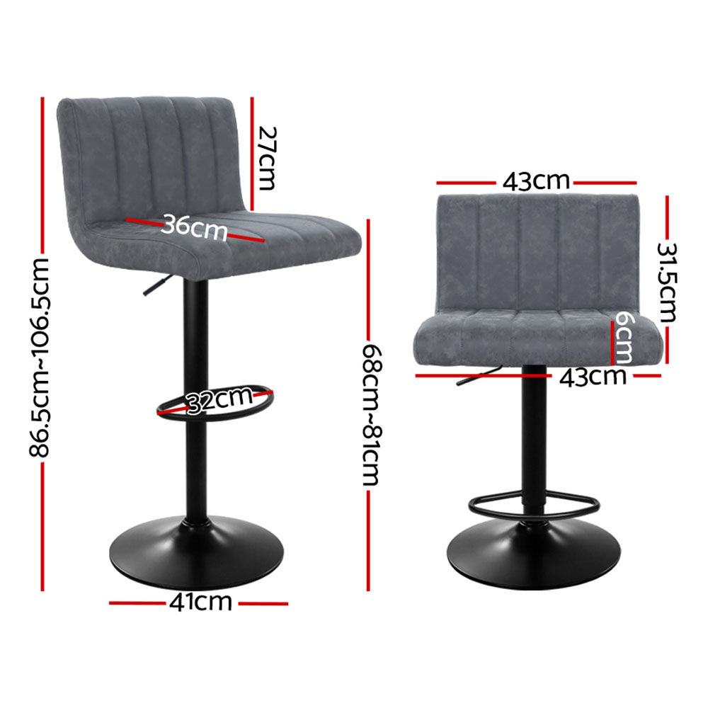 2x Bar Stools Vintage Leather Gas Lift Grey Price