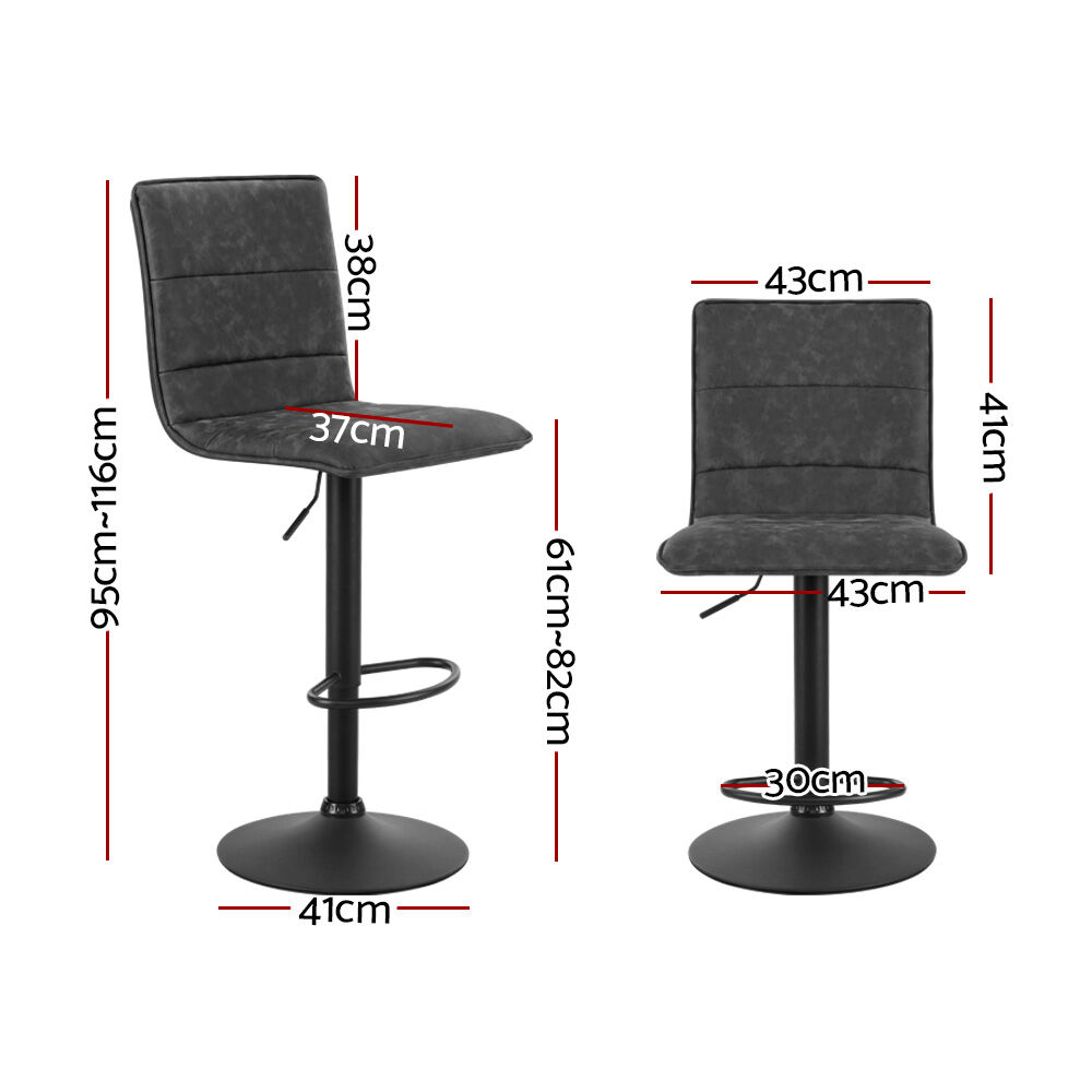 2x Bar Stools Gas Lift Vintage Leather Grey Price