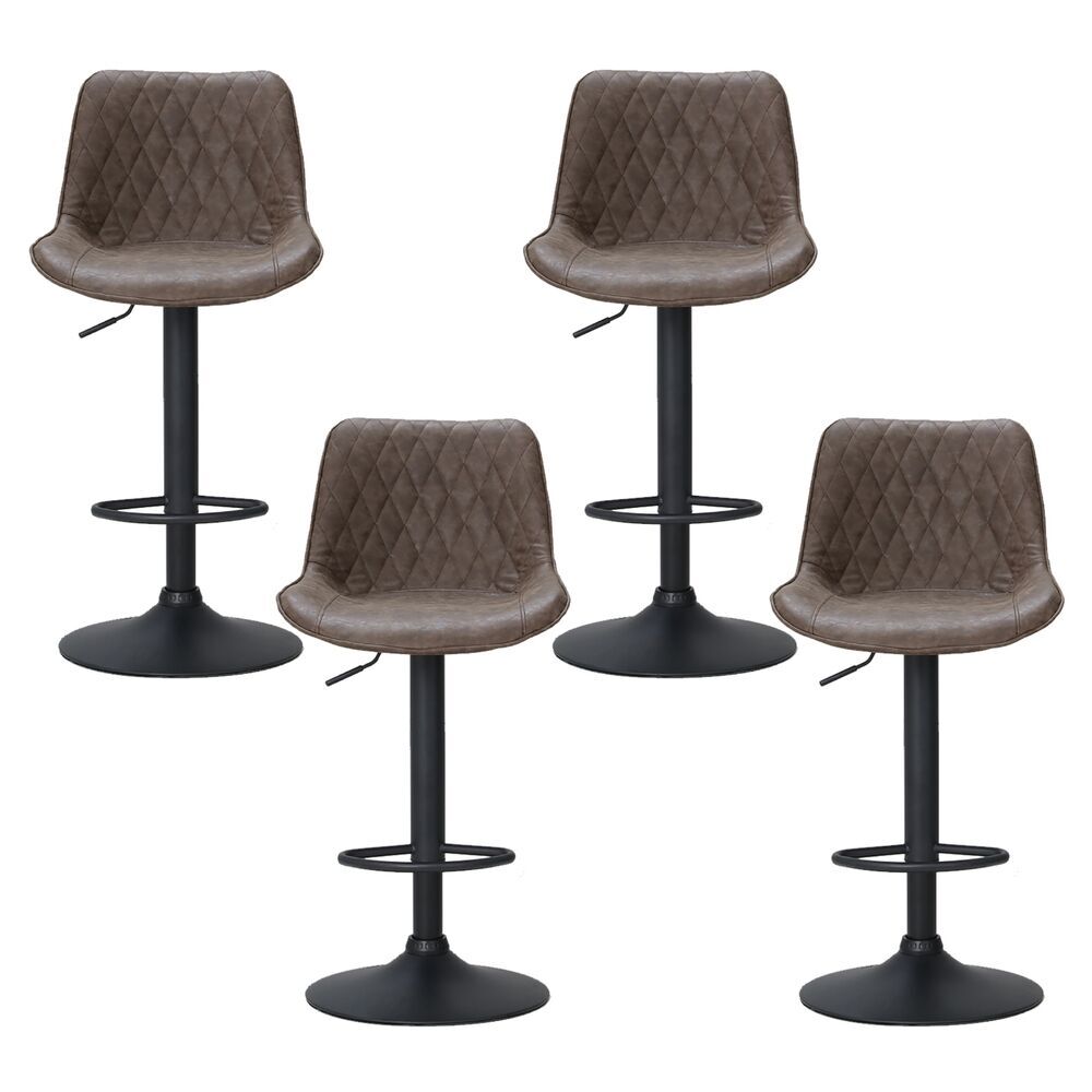 Artiss 4x Bar Stools Gas Lift Vintage Leather Brown Price
