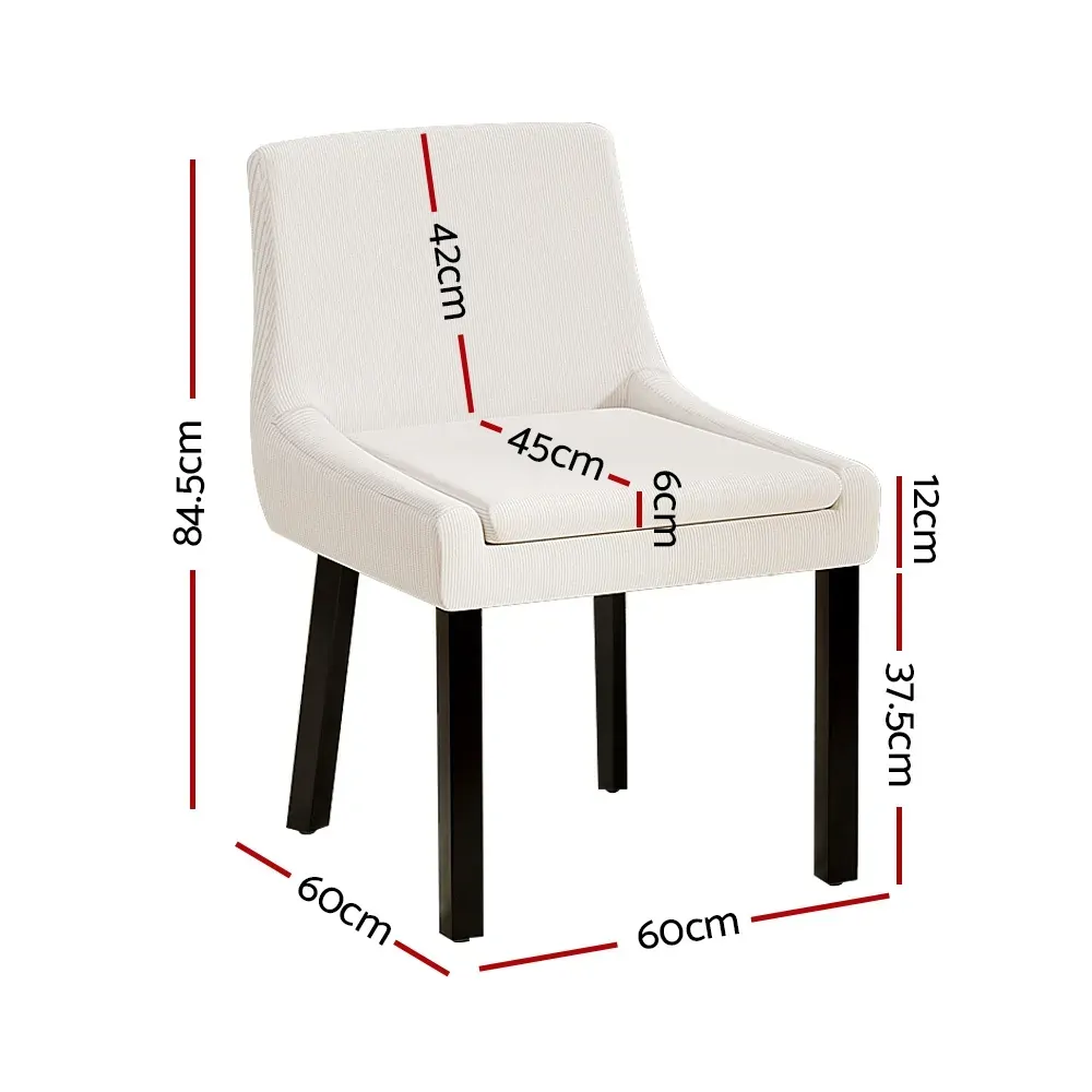 Dining Chairs Set of 2 Corduroy Wooden Beige Price
