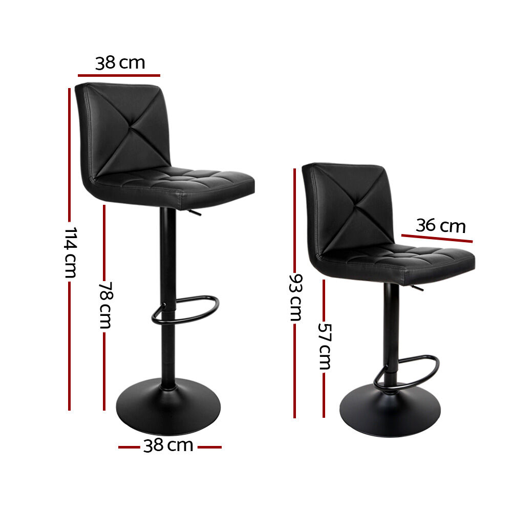 2x Bar Stools Kitchen Dining Chairs Gas Lift Stool Leather Black Price