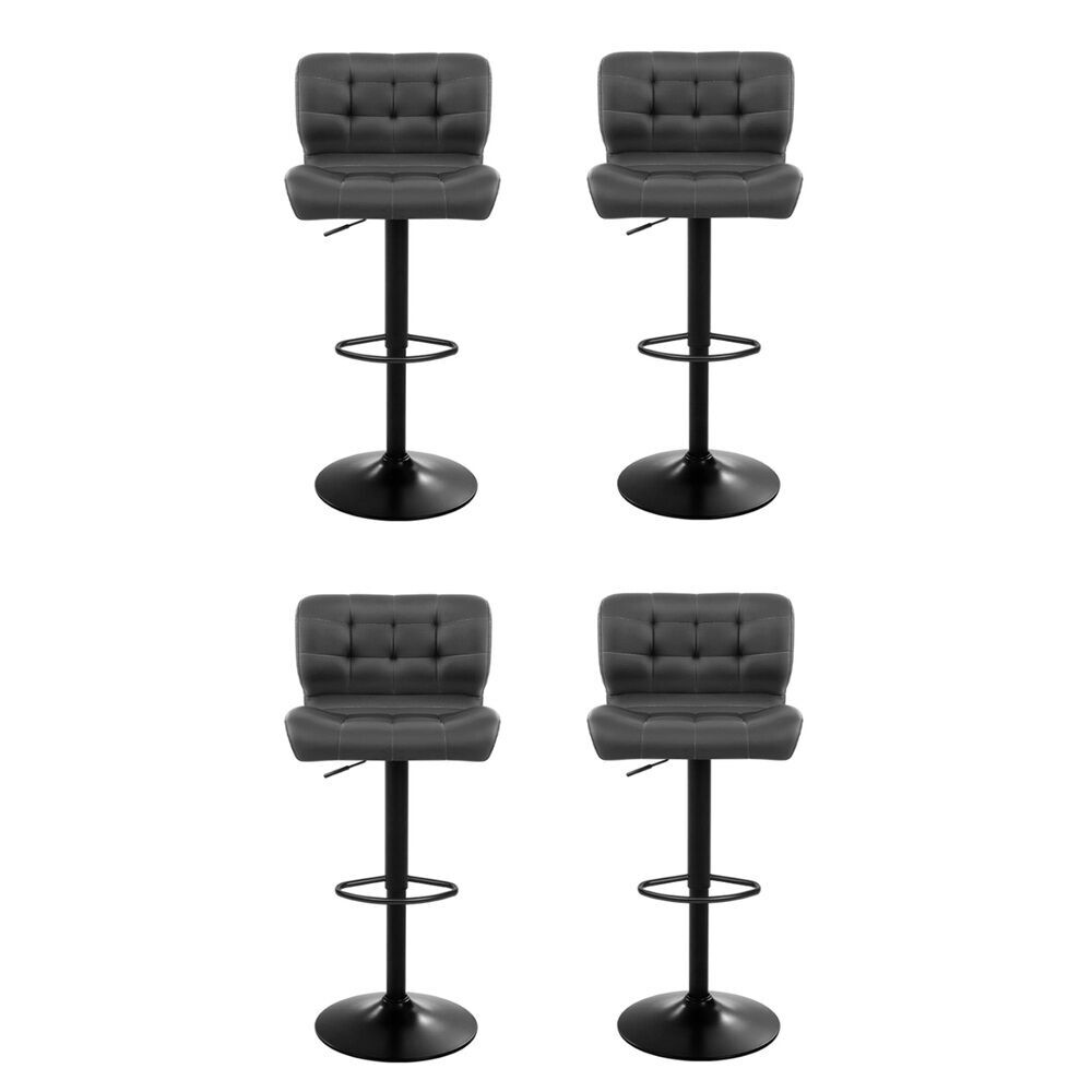Artiss 4x Bar Stools Gas Lift Leather Padded Grey Price