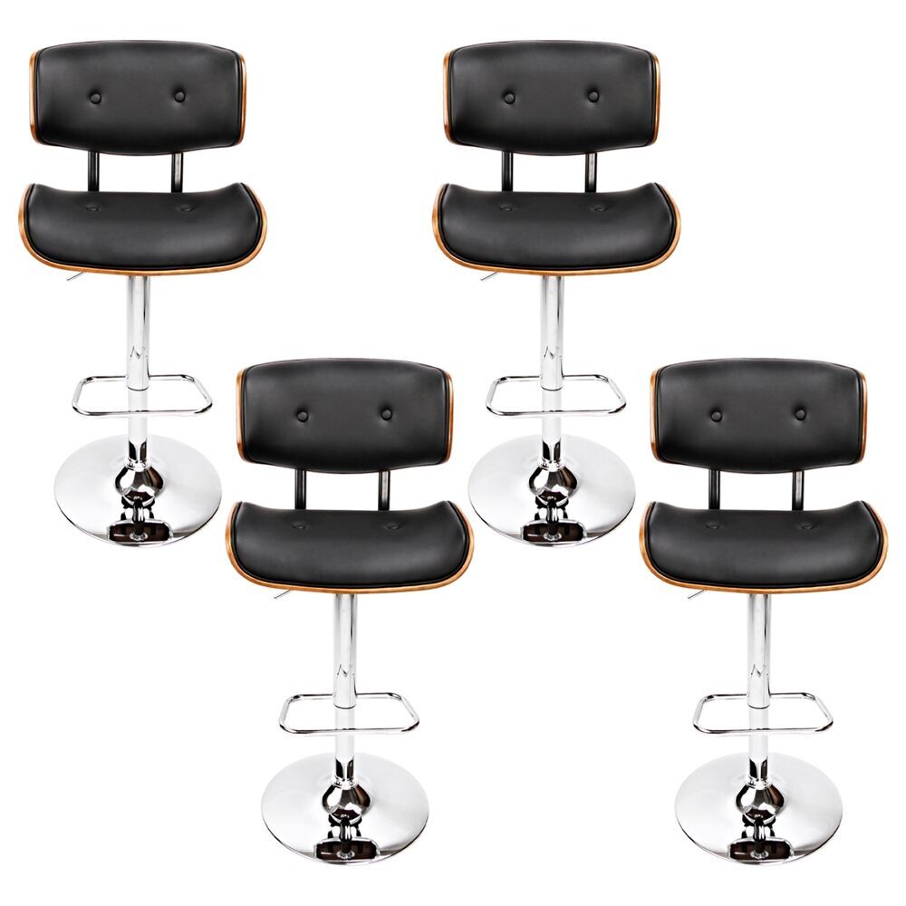 Artiss 4x Bar Stools Gas Lift Leather Black Price