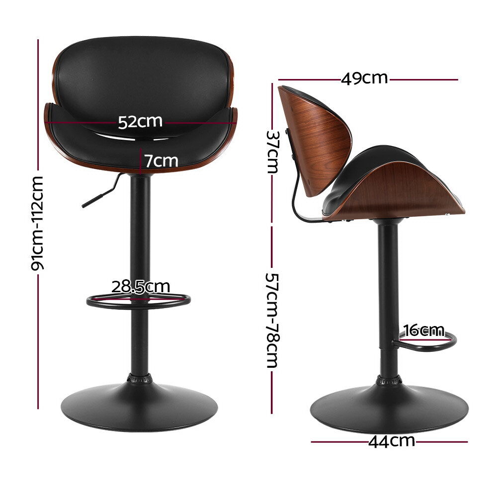 Bar Stools Kitchen Leather Barstools Swivel Gas Lift Chairs Black x2 Price