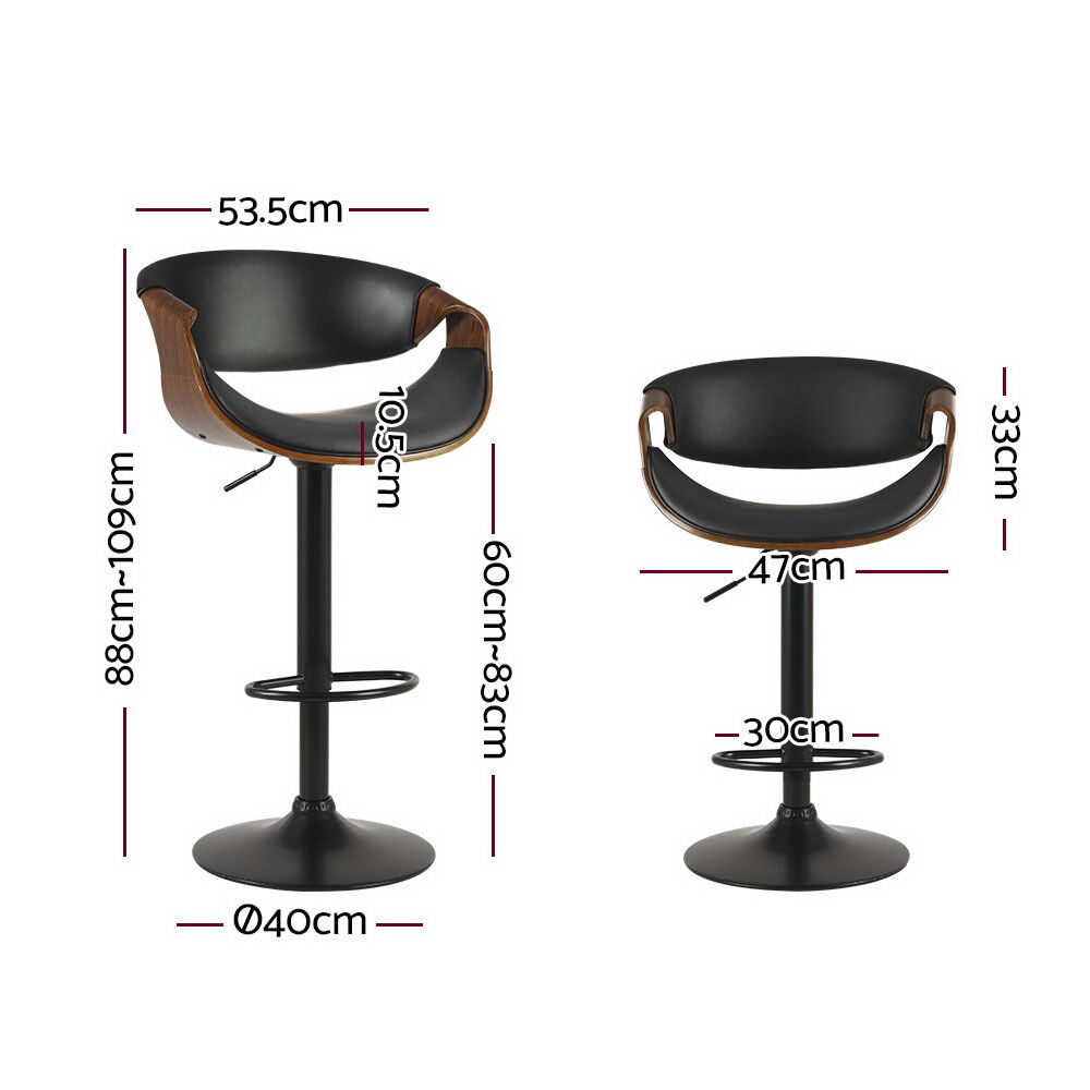 2x Bar Stools Gas Lift Leather w/Armrest Price