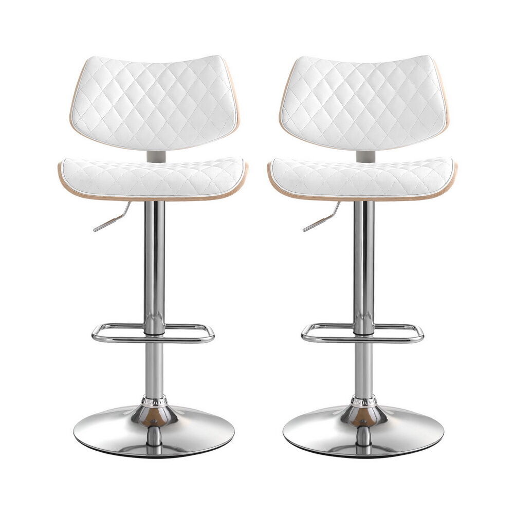 Artiss 2x Bar Stools Kitchen Dining Chairs Gas Lift Stool Wooden Leather White Price