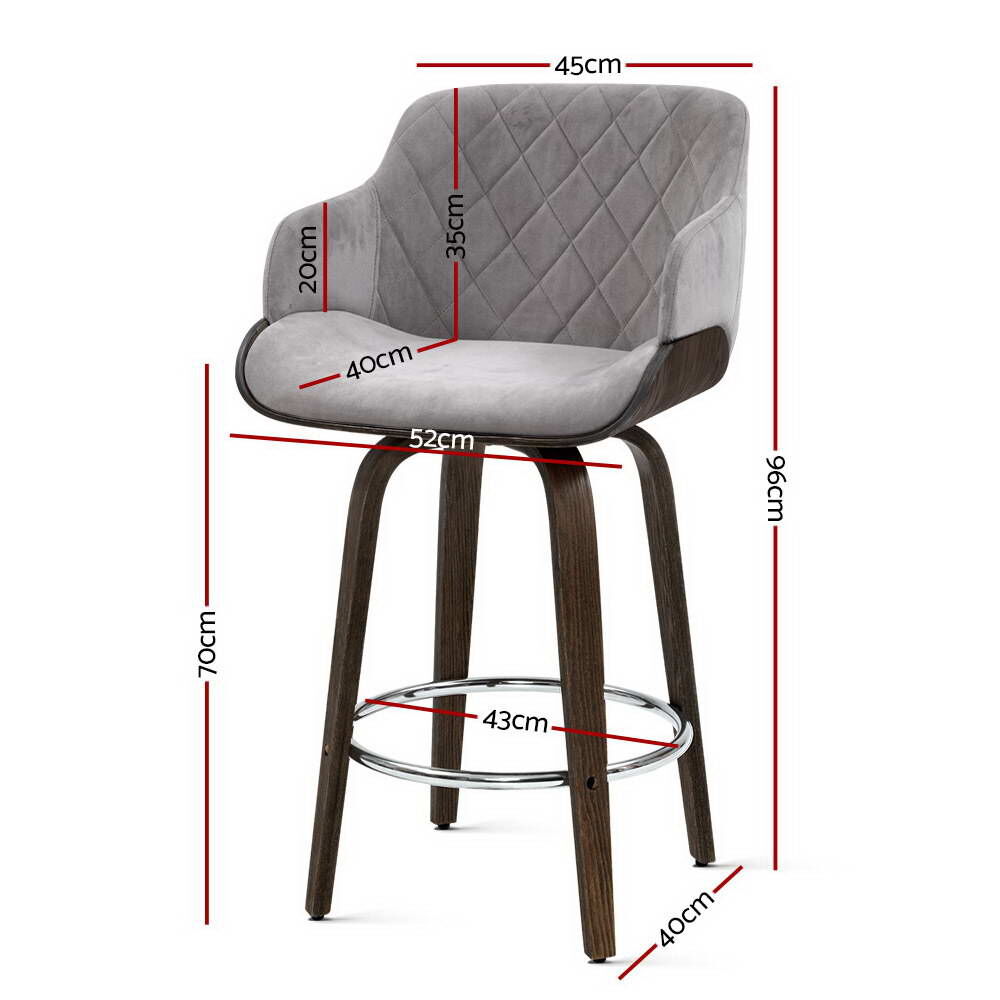 2x Bar Stools Swivel Velvet Padded Wooden Price