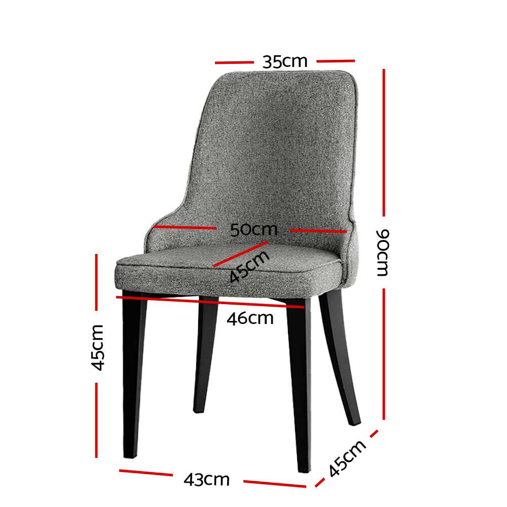 Dining Chairs Set of 2 Linen Fabric Grey Price