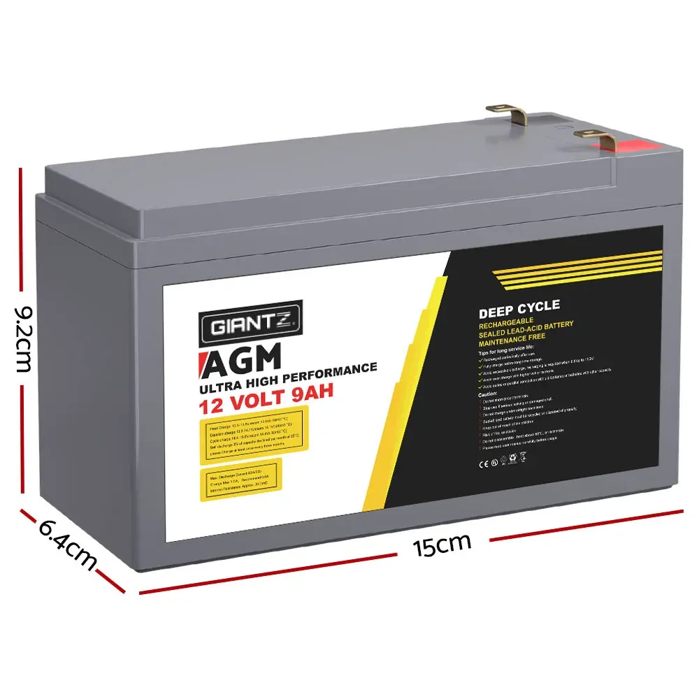 AGM Deep Cycle Battery 12V 9Ah Box Portable Solar Caravan Camping Price
