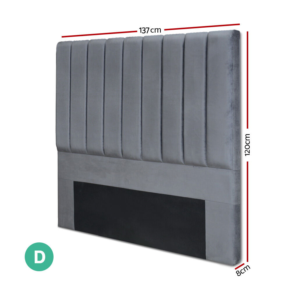Bed Head Headboard Double Velvet - VELA Grey Price