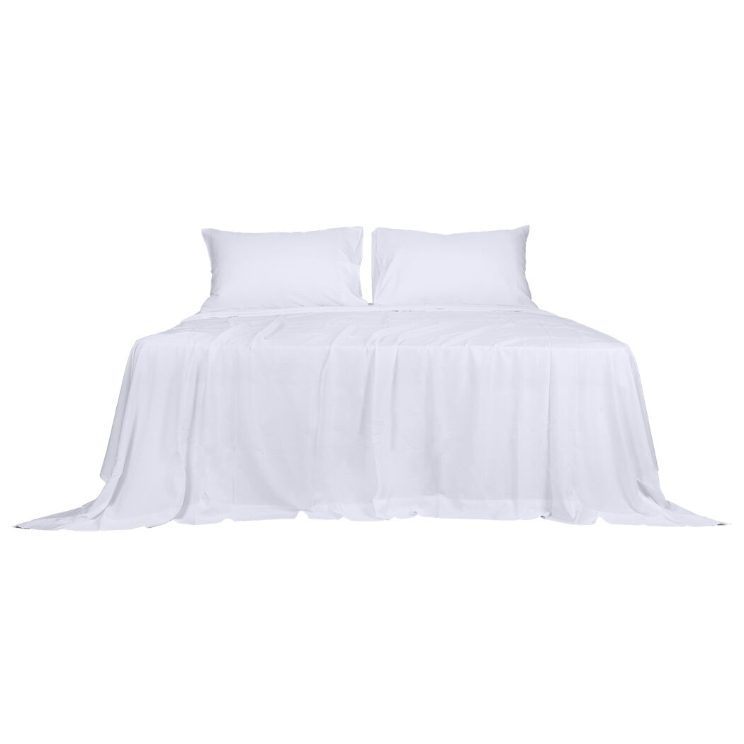 4pcs Double Size 100% Bamboo Bed Sheet Set in White Colour Price
