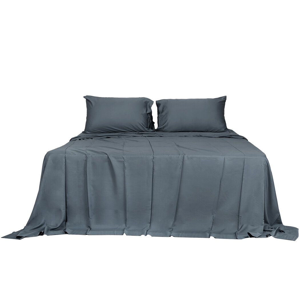 4pcs queen size 100% bamboo bed sheet set in charcoal lcolour Price