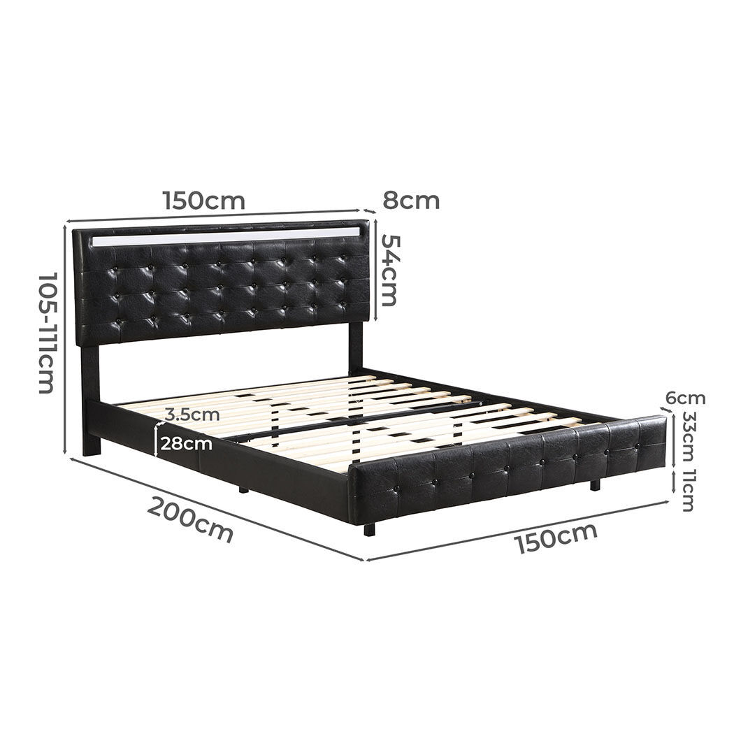 Levede Floating Bed Frame Double with Headboard LED Lights Mattress Base Price