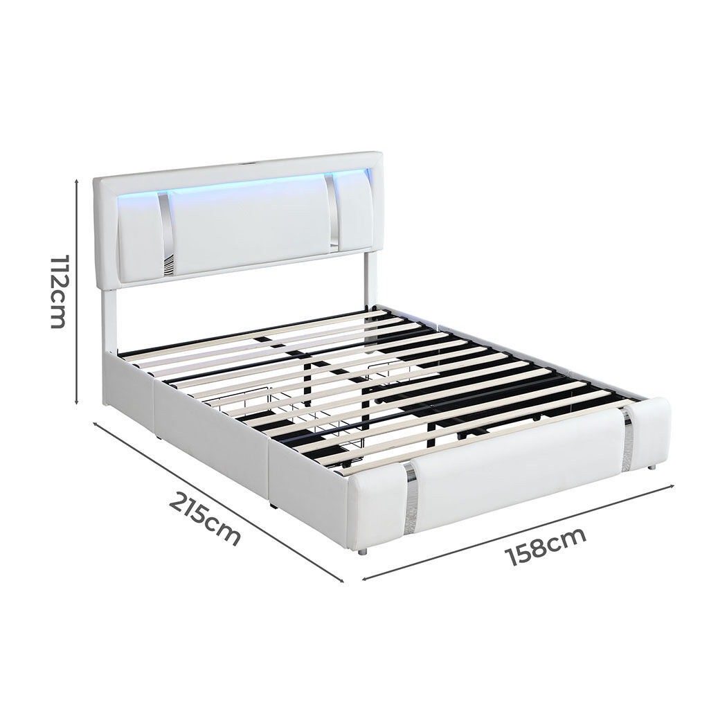 levede double bed frame with adjustable headboard white Price