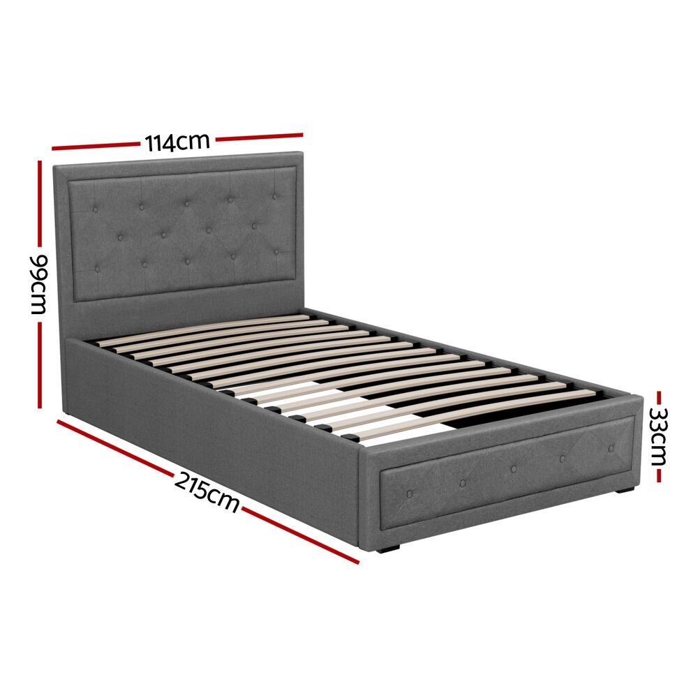 Bed Frame King Single Size Gas Lift Mattress Base with Storage Fabric Price