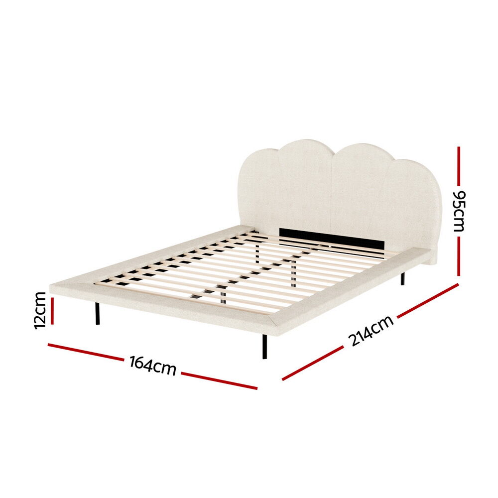 Bed Frame Queen Size Boucle Beige Price
