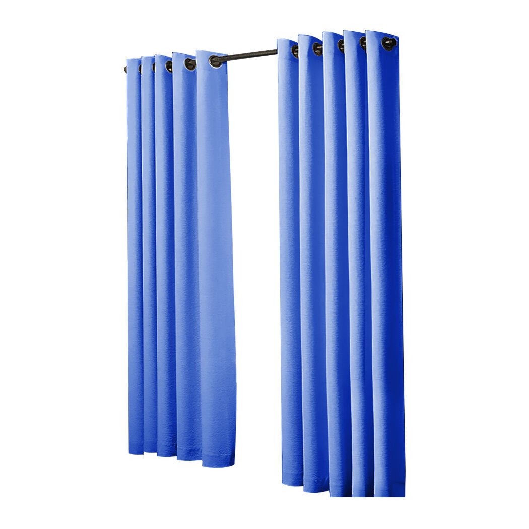 2x blockout curtains panels 3 layers blue Price