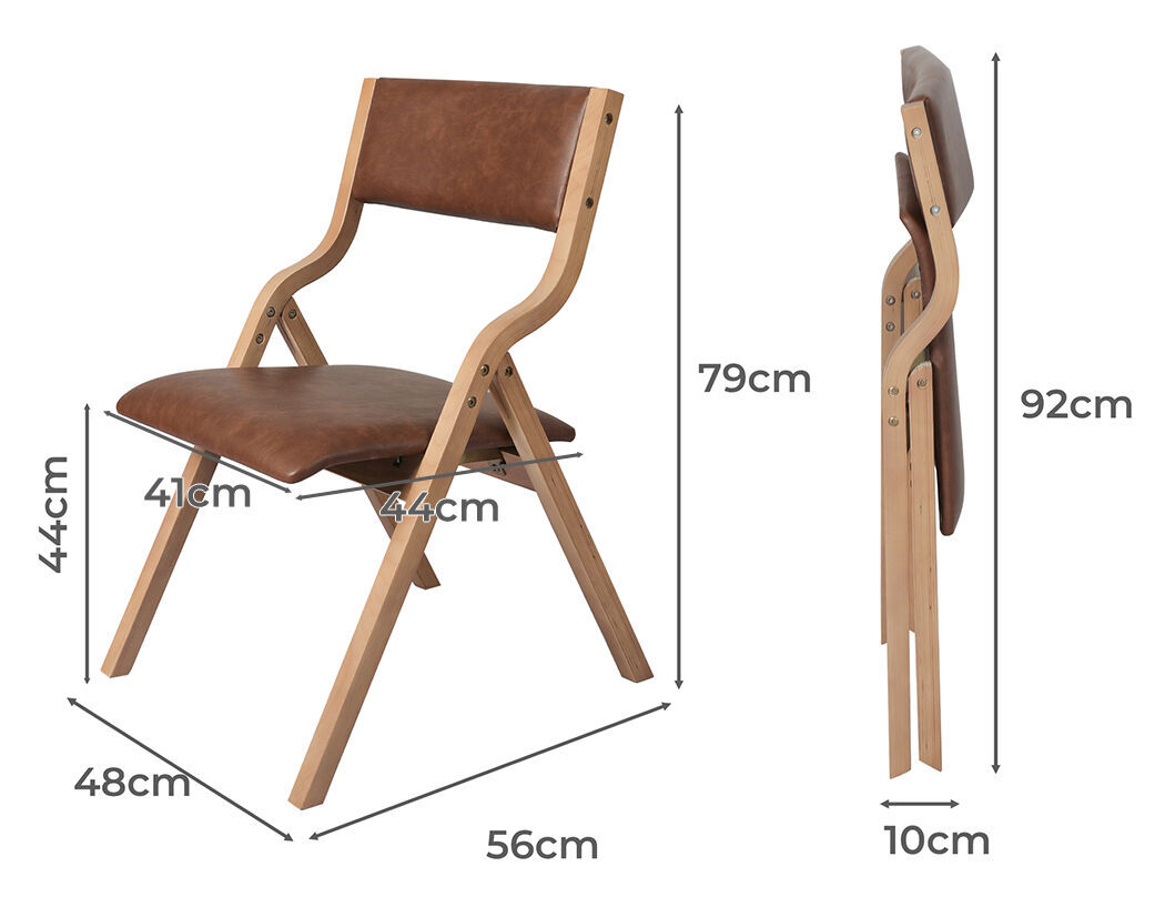 2x Dining Chairs Foldable PU Brown Price