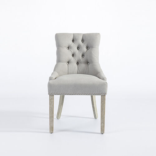 Coaster 2x Dining Chair Light Grey Linen White Wash Legs Price