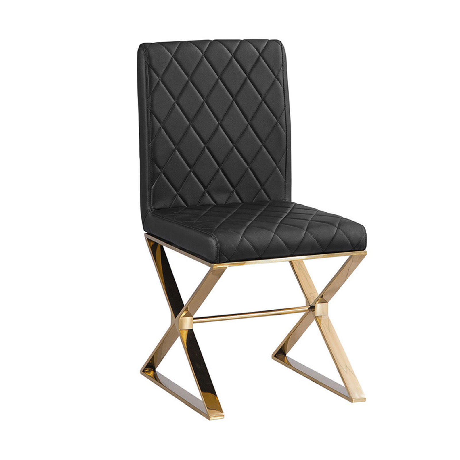 Daisy 2x Dining Chair Stainless Gold Frame & Seat Black Pu Leather (SH034) Price