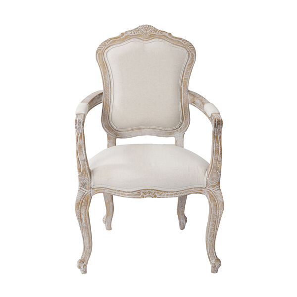 2X Armchair White Washed Wooded & Beige Color Fabric Price