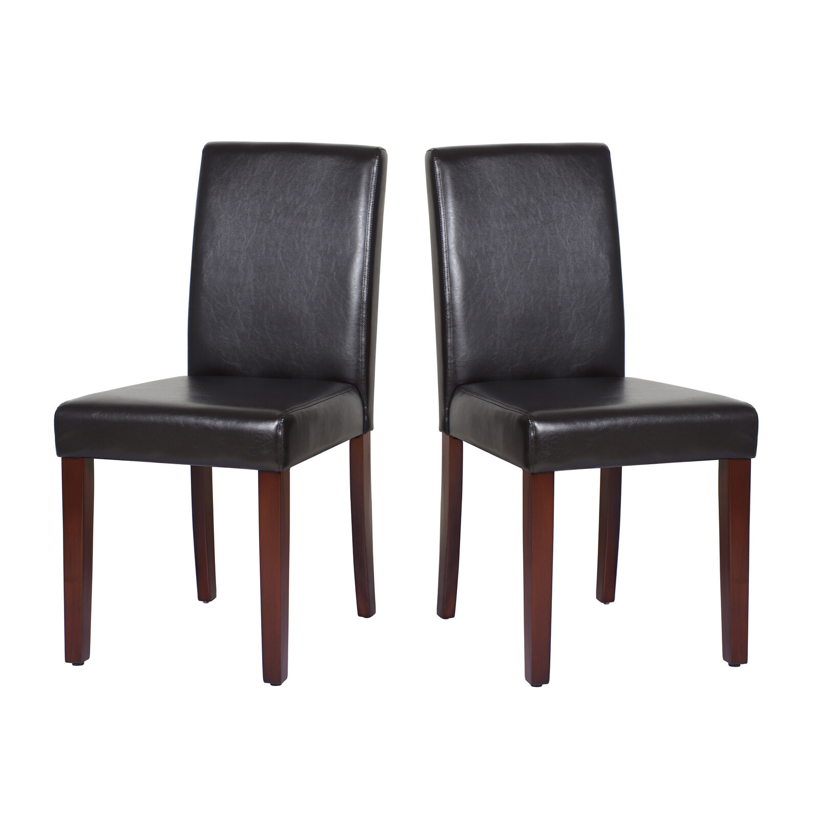 2x Wooden Frame Brown Leatherette Dining Chairs with Solid Pine Legs Price