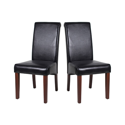 2x Wooden Frame Black Leatherette Dining Chairs with Solid Pine Legs Price