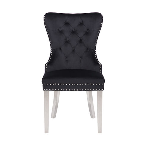 Victoria 2x Dining Chair Black Vevet & STAINLESS STEEL Legs Price