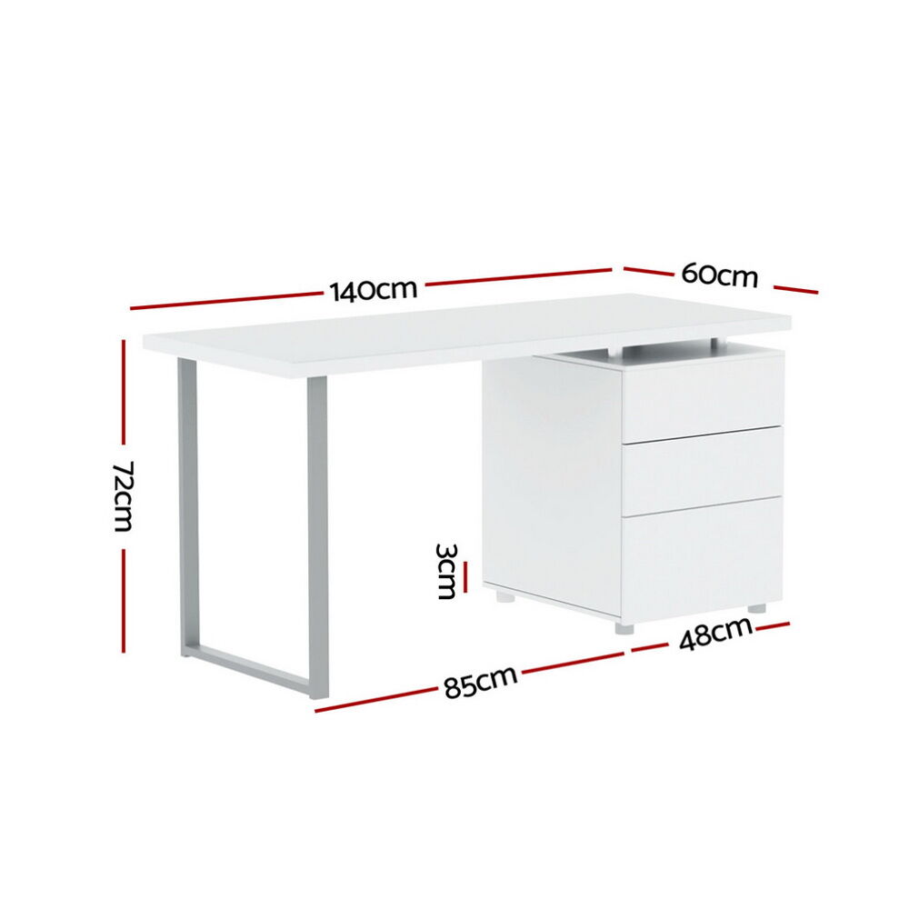 Computer Desk Drawer White 140CM Price