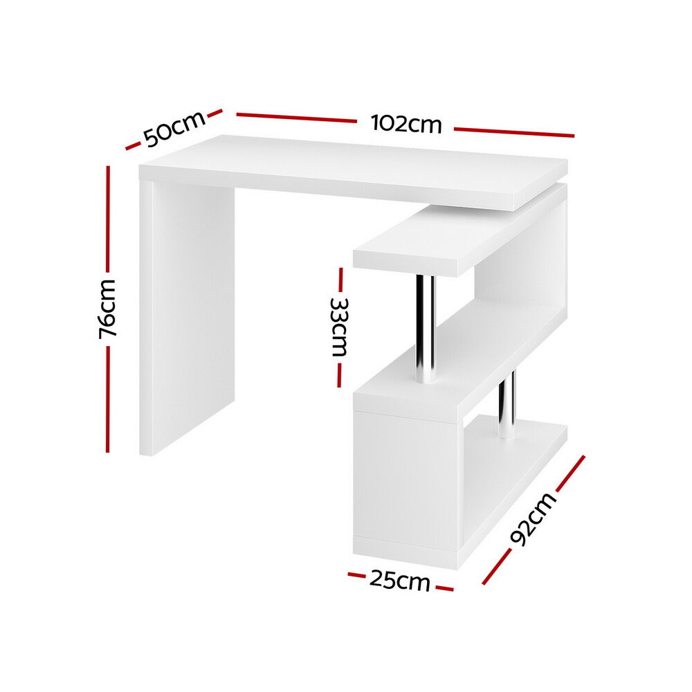 Computer Desk L-Shape Bookshelf White Price