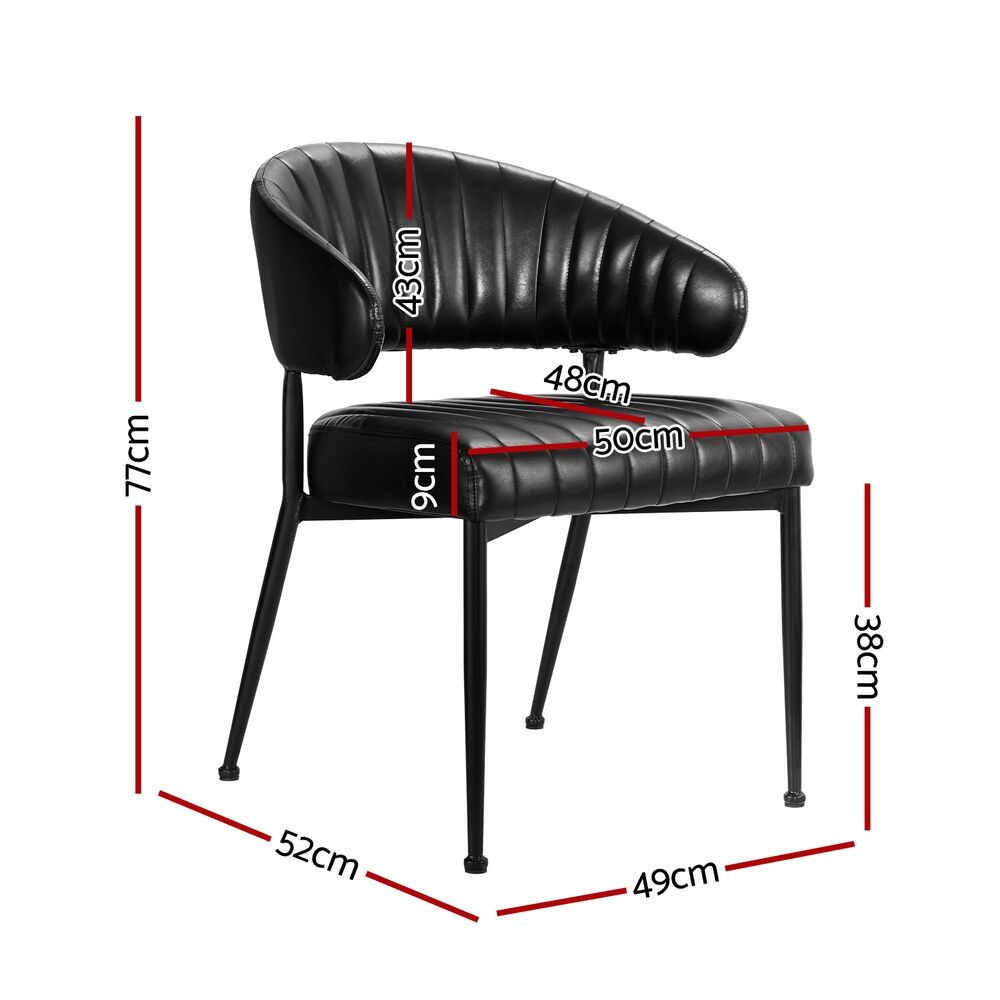 Dining Chairs Set of 2 Leather Hollow Armchair Black Price