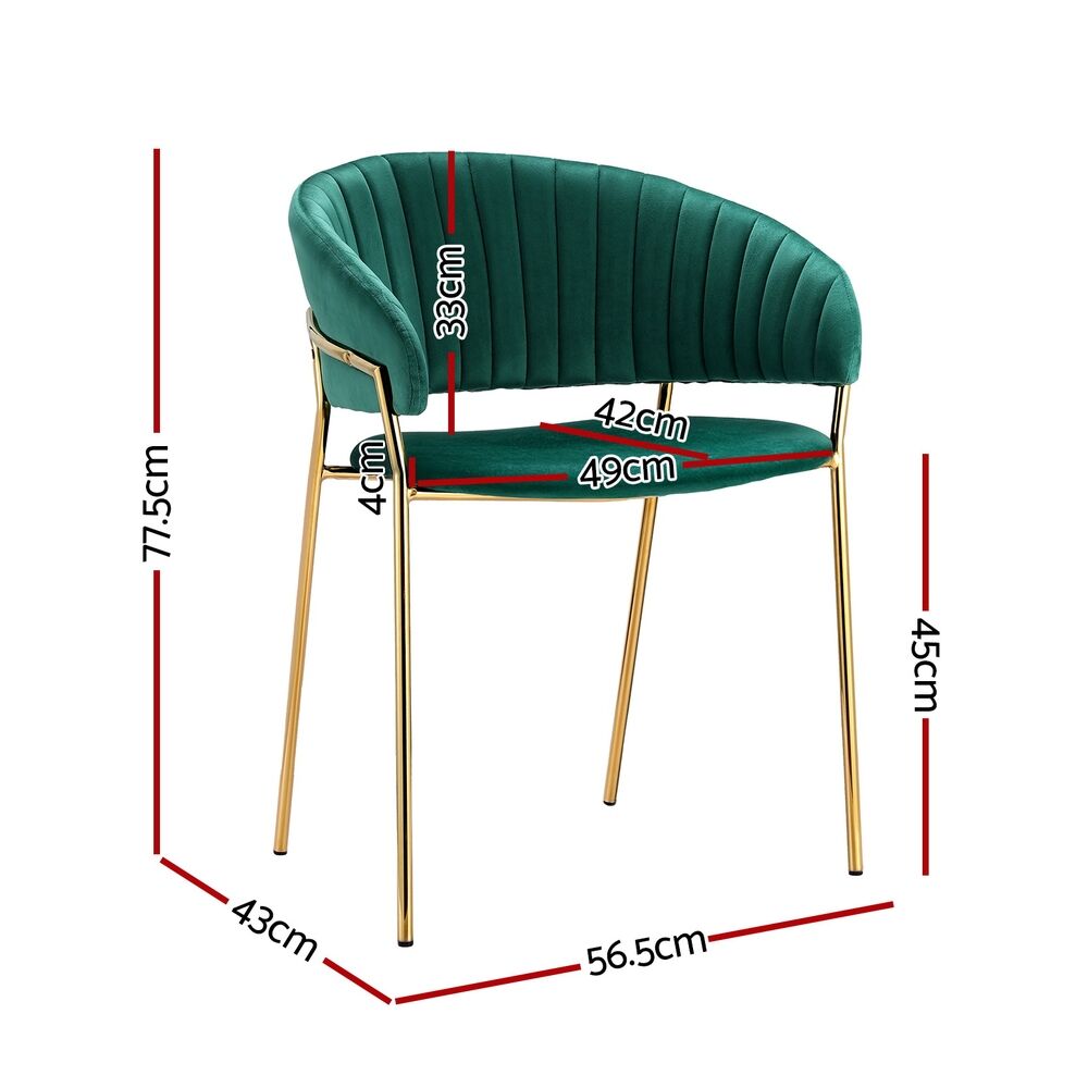 Dining Chairs Set of 2 Velvet Hollow Armchair Green Price