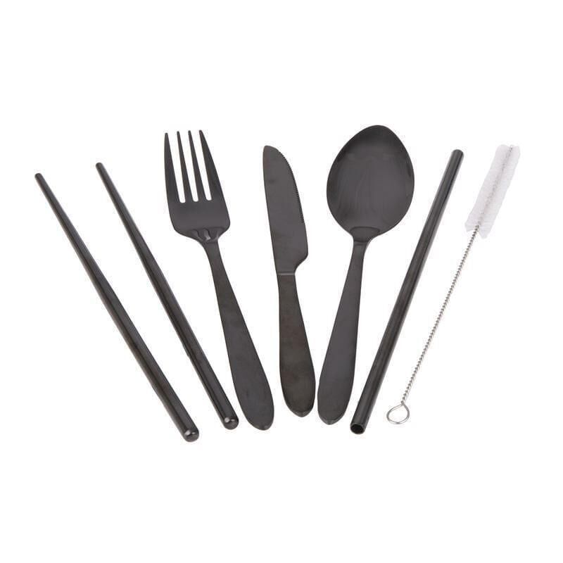 ? Stainless Steel Traveller?s Cutlery Set in Zippered Pouch Black Price