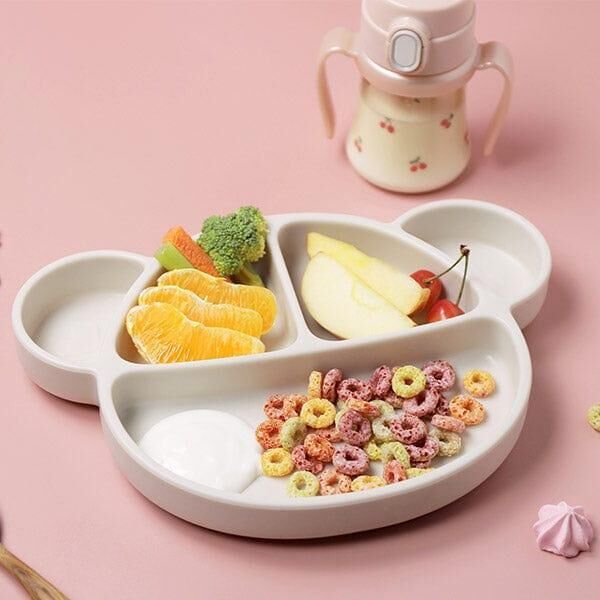 Bear Silicone Suction Food Plate with Silicone Lid Chocolate Brown Price