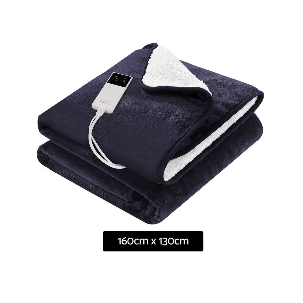 Electric Throw Rug Heated Blanket Fleece Charcoal Price