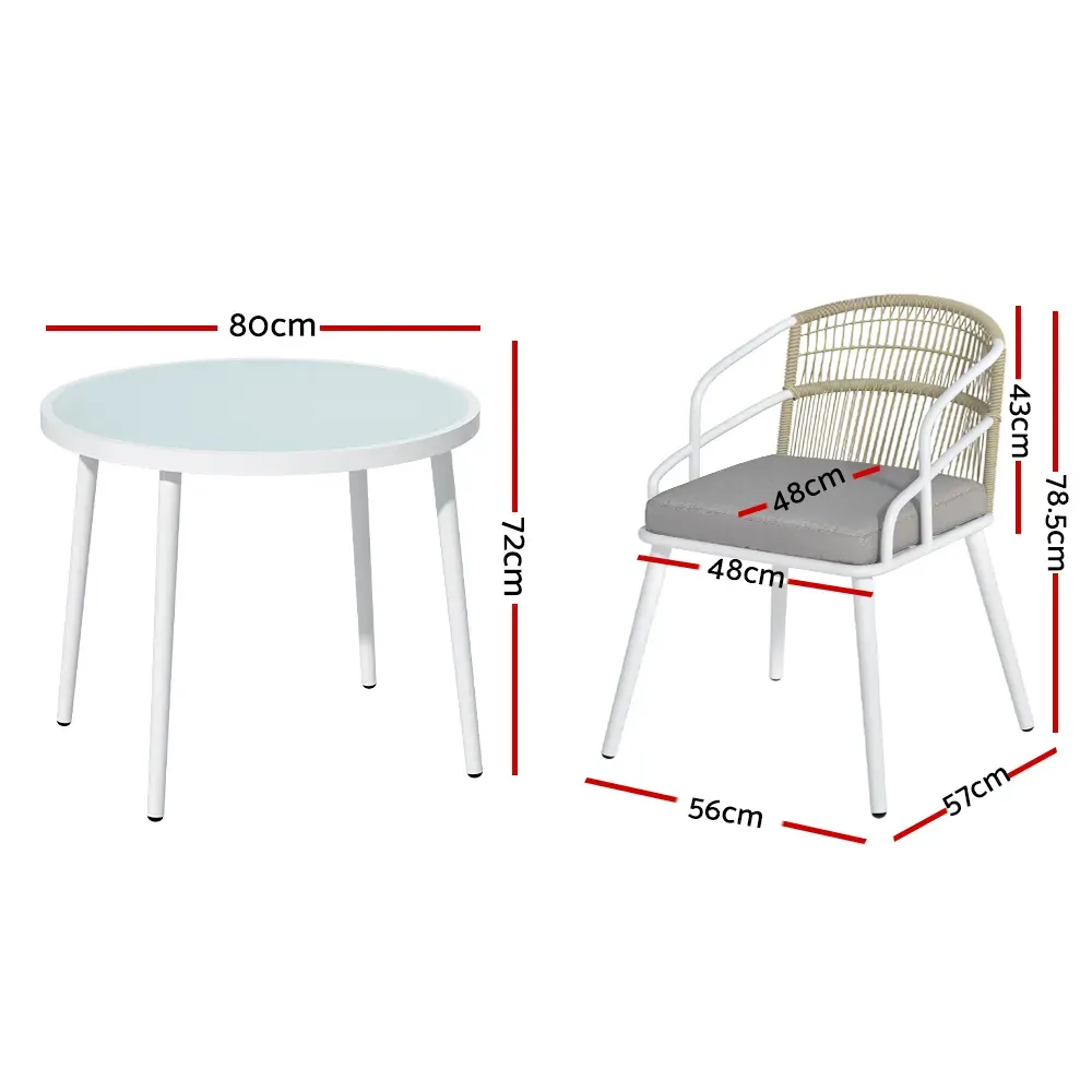 Outdoor Dining Set 5 Piece Aluminum Table Chairs Setting White Price