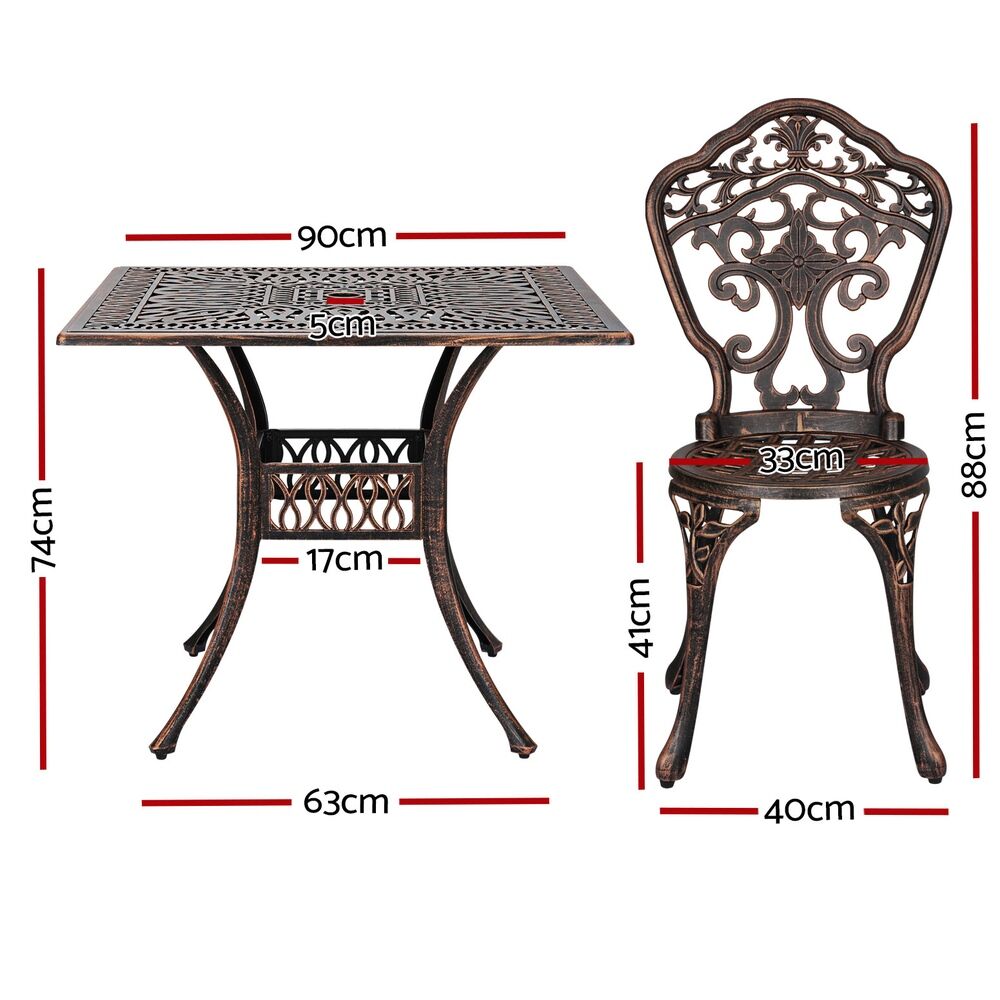 Outdoor Dining Set 5 Piece Chairs Table Cast Aluminum Patio Brown Price