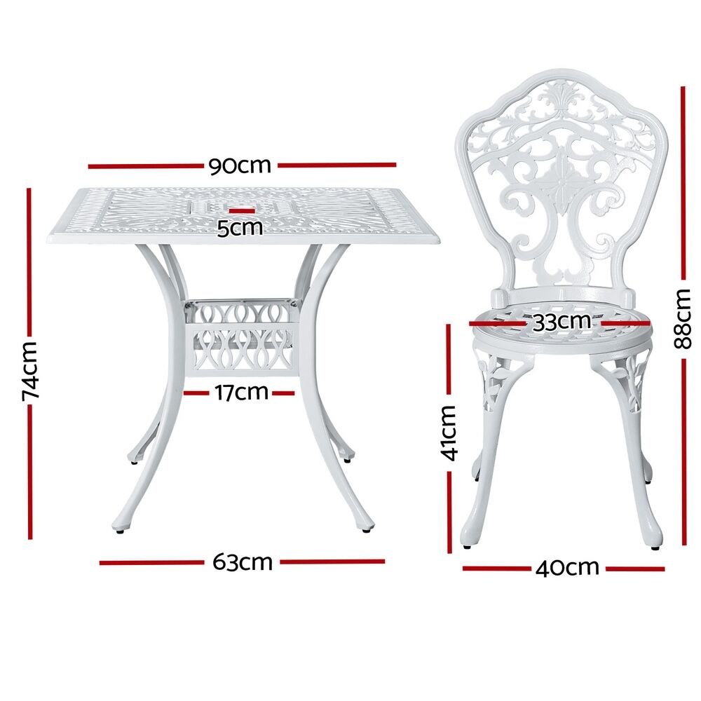 Outdoor Dining Set 5 Piece Chairs Table Cast Aluminum Patio White Price
