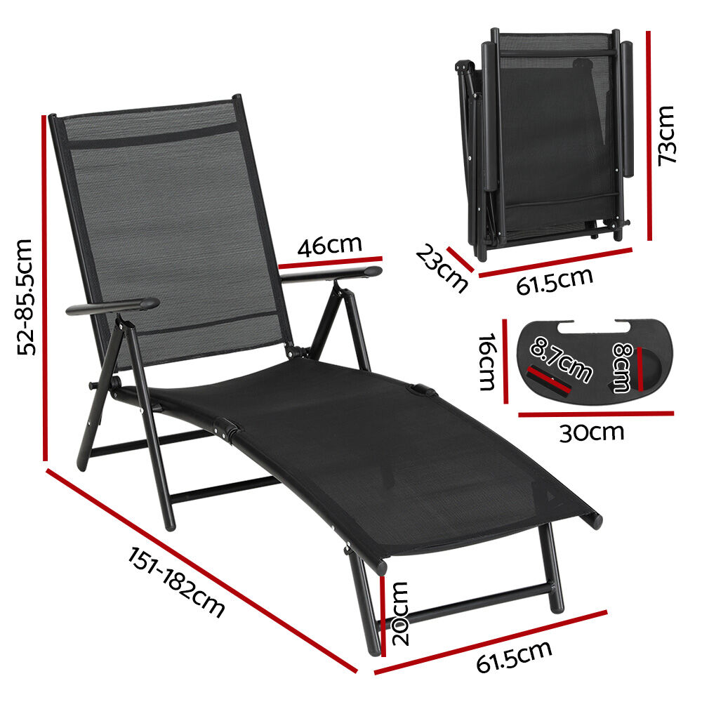 Sun Lounge Outdoor Lounger Aluminium Folding Beach Chair Camping Patio Price