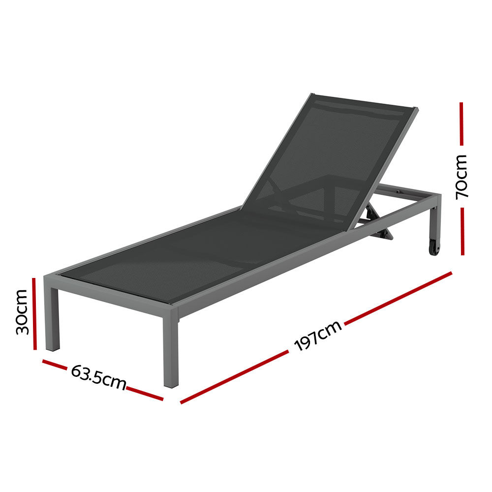 Gardeon Sun Lounge Outdoor Lounger Aluminium Folding Beach Chair Wheels Patio Price