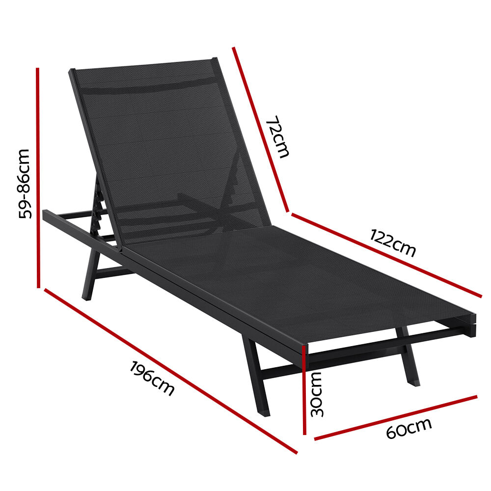 Sun Lounge Outdoor Lounger Steel Beach Chair Patio Furniture Black Price