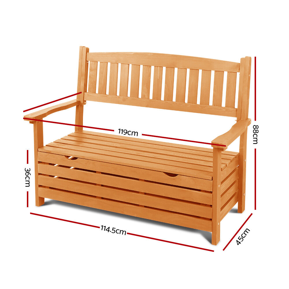 Outdoor Storage Bench Box Wooden Garden Chair 2 Seat Timber Furniture Price