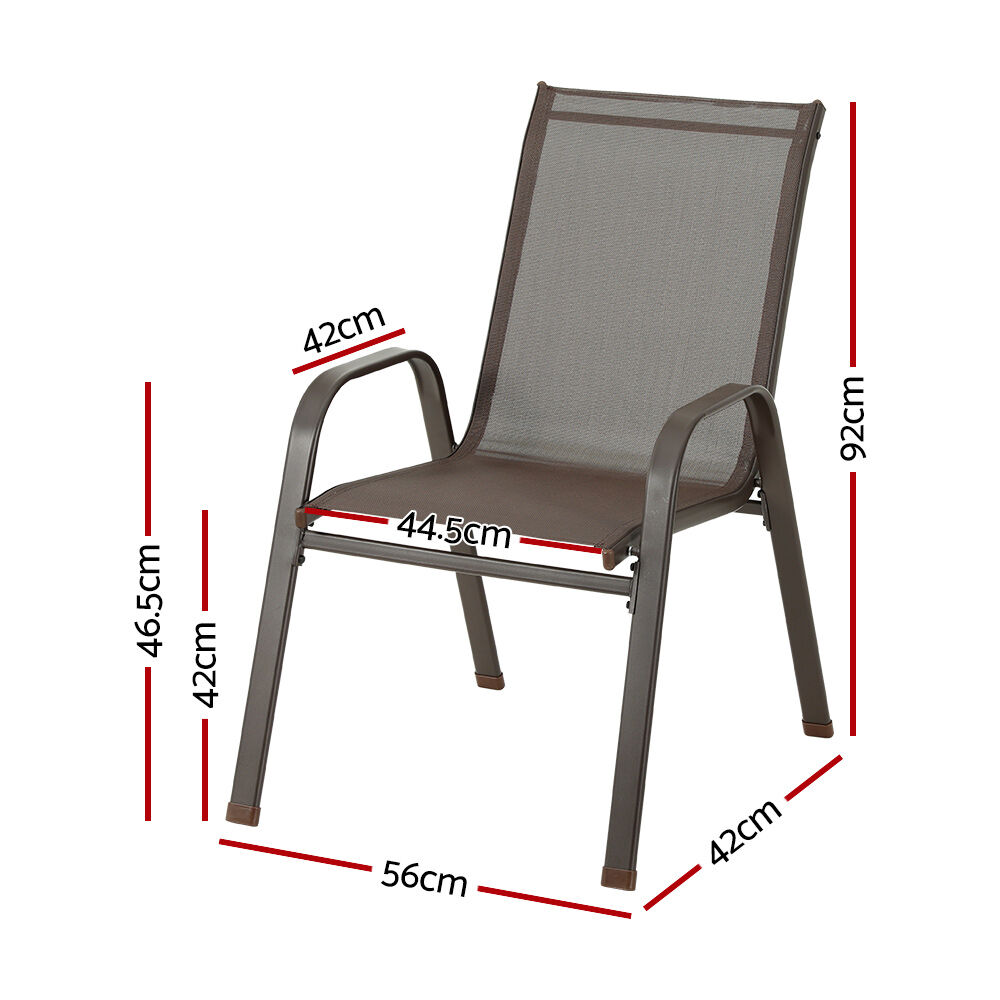 6PC Outdoor Dining Chairs Stackable Lounge Chair Patio Furniture Brown Price