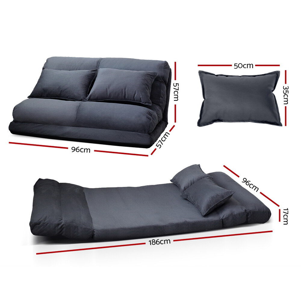 Floor Lounge Sofa Bed 2-seater Charcoal Suede Price