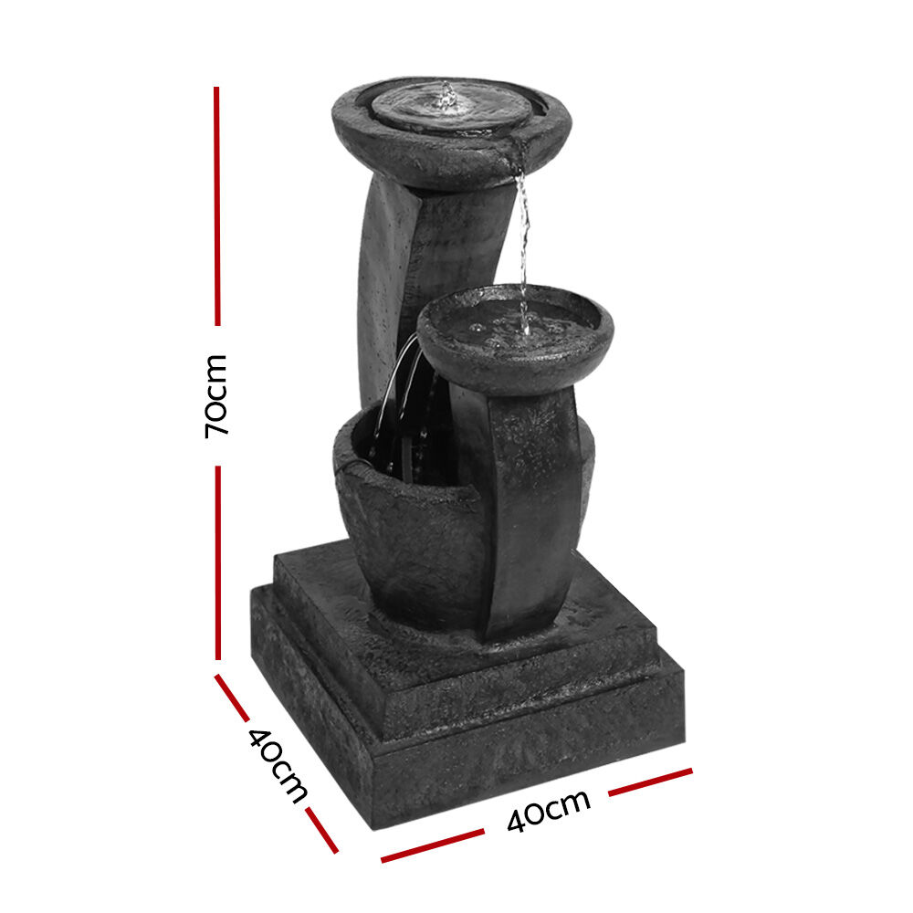 Gardeon Solar Water Feature Cascading Fountain 3-Tier Mushroom LED Light 70CM Price