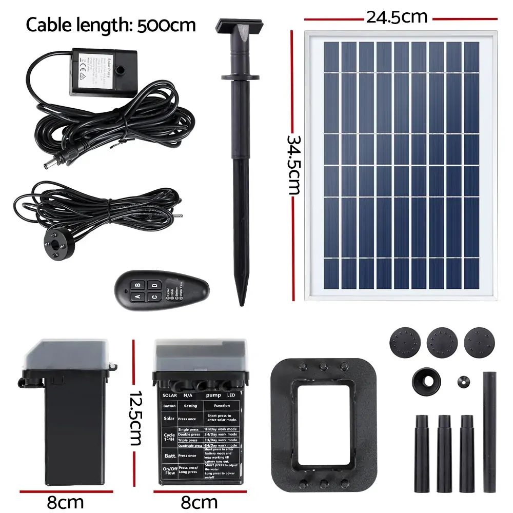 Gardeon Solar Pond Pump Submersible Fountain with Battery Kit LED Lights 5.2FT Price